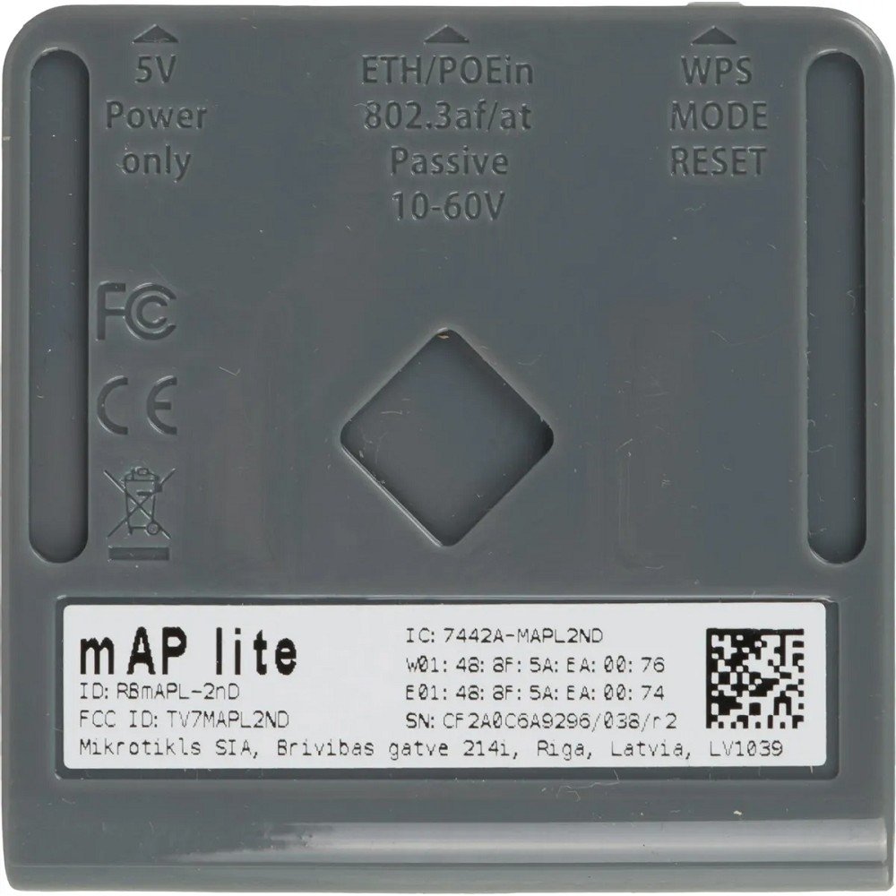 MikroTik RBmAPL-2nD Беспроводная точка доступа, mAP lite 2.4 ГГц, MIMO 2x2, 22 дБм