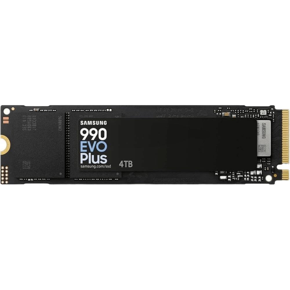 Твердотельные накопители/ Samsung SSD 990 EVO Plus, 4000GB, M.2(22x80mm), NVMe 2.0, NVMe 2.0, PCIe 4.0 x4, V-NAND TLC, R/W 7250/6300MB/s, IOPs 1 050/1 400 000, TBW 2400, DWPD 0.3 (12 мес.), MZ-V9S4T0BW