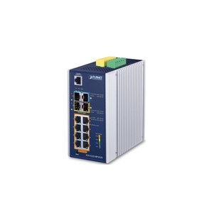 коммутатор/ PLANET IP30 Industrial L2+/L4 8-Port 1000T 802.3at PoE+ 2-port 100/1000X SFP + 2-port 10G SFP+ Full Managed Switch (-40 to 75 C, dual redundant power input on 48~56VDC terminal block, DIDO), IGS-5225-8P2S2X