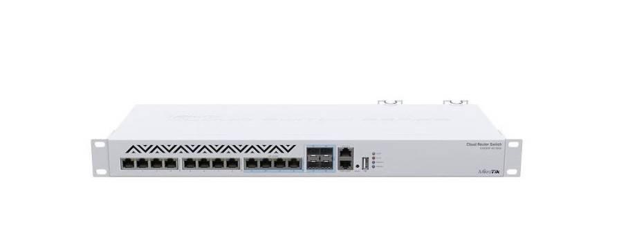 Mikrotik CRS312-4C+8XG-RM Коммутатор Cloud Router Switch 8х 1G/2.5G/5G/10G RJ45,  4х 10G RJ45/SFP+ with RouterOS L5, 1U