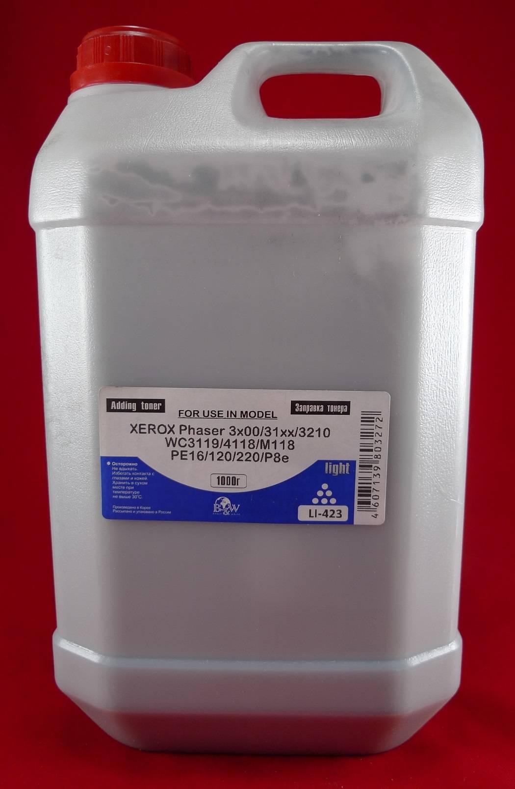 Тонер XEROX P8e, B210, Phaser 31xx/32xx/33xx/34xx/3500/3600, WC3210, Lexmark E310 (кан. 1кг) B&W Light фас.Россия, LI-423