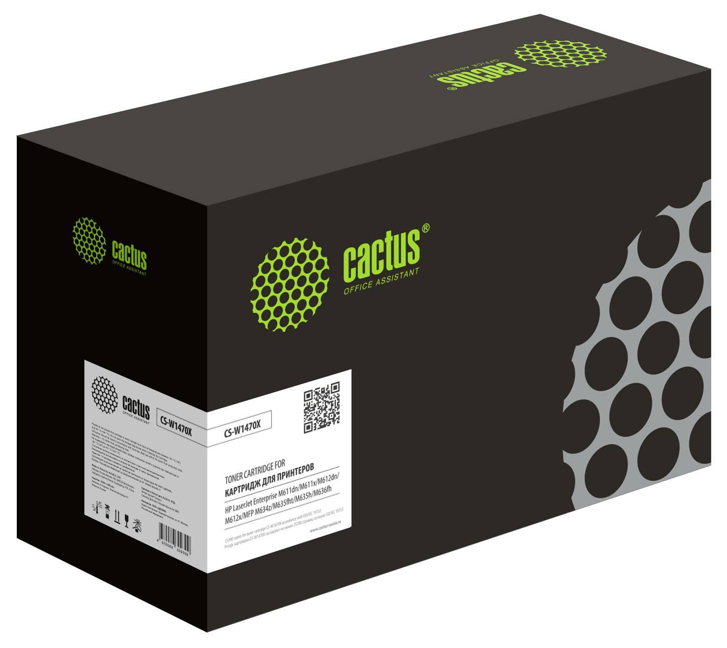 Картридж лазерный Cactus 147X CS-W1470X W1470X черный (25200стр.) для HP LaserJet M611dn/M612dn/M634