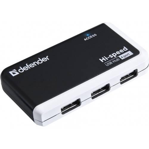 Defender Разветвитель QUADRO INFIX USB2.0 - 4 порта, скор. - до 480 Мбит/с, + кабель USB 2.0 A(M) - MiniB (M) - 1м., 83504