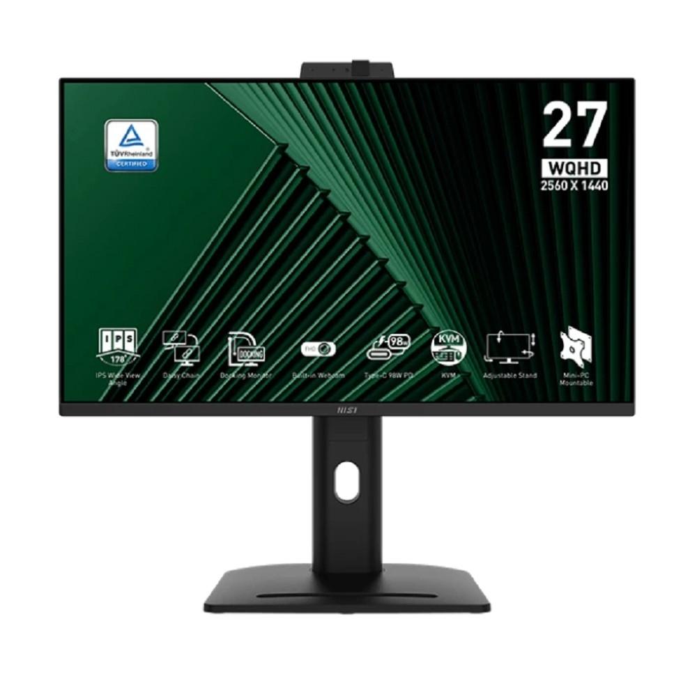 MSI PRO 27" MP275QPDG {IPS 2560x1440 100Hz 1ms 1300:1 250cd178/178 2xHDMI DisplayPort USB-C 4xUSB RJ-45 Speaker WebCam HAS Pivot} [9S6-3PC8CM-005]