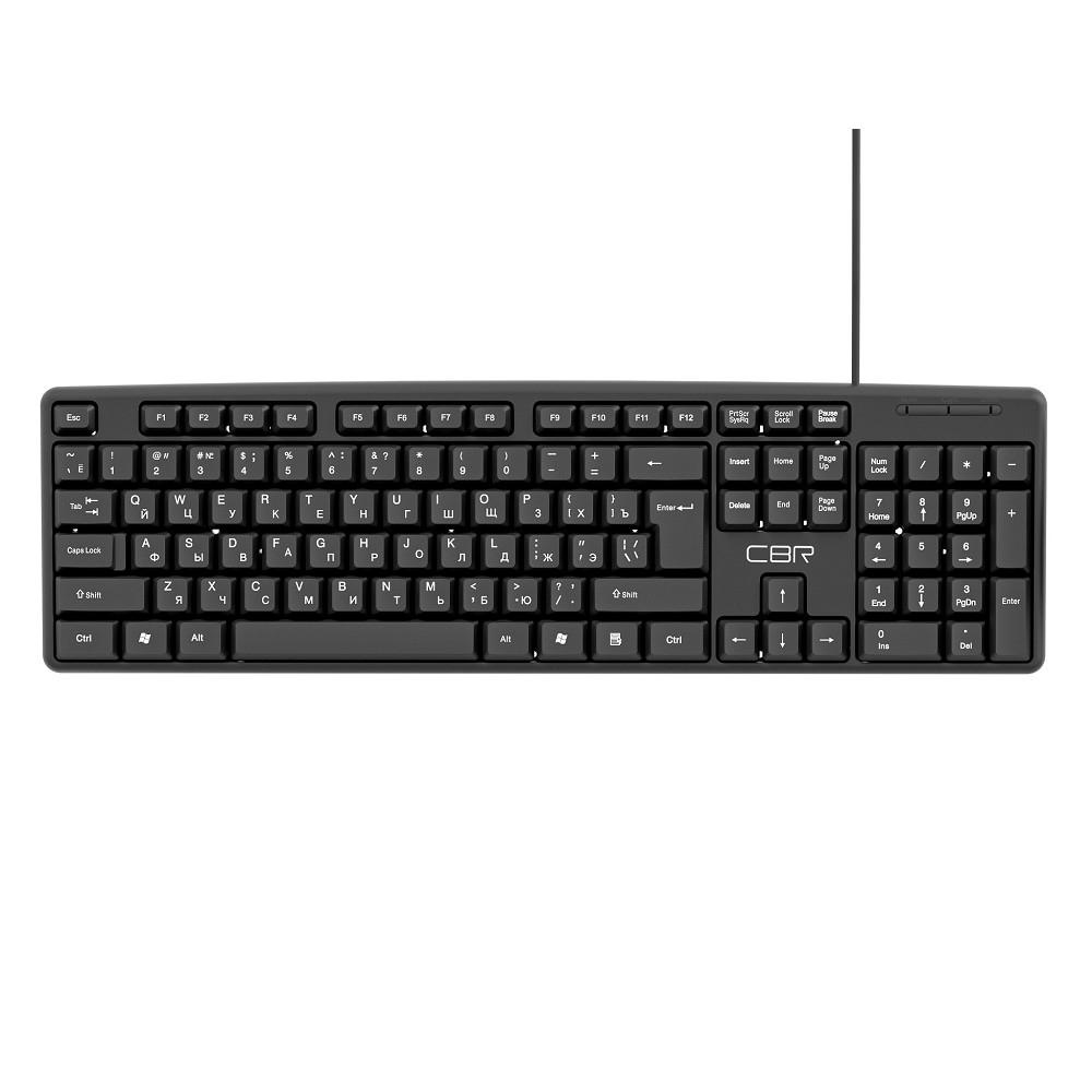  Клавиатура CBR KB 100, длина кабеля 1,5 м, 104 клавиши, USB, офисная, полноразмерная, влагозащищённая, 