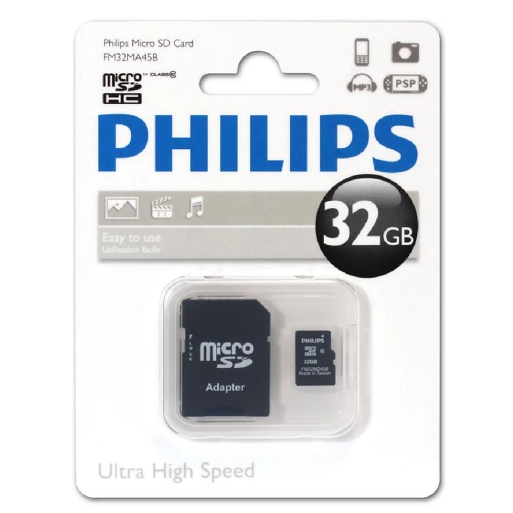 Micro SecureDigital 64GB Philips microSDHC Class 10 (SD адаптер) (FM64MA45B/97)