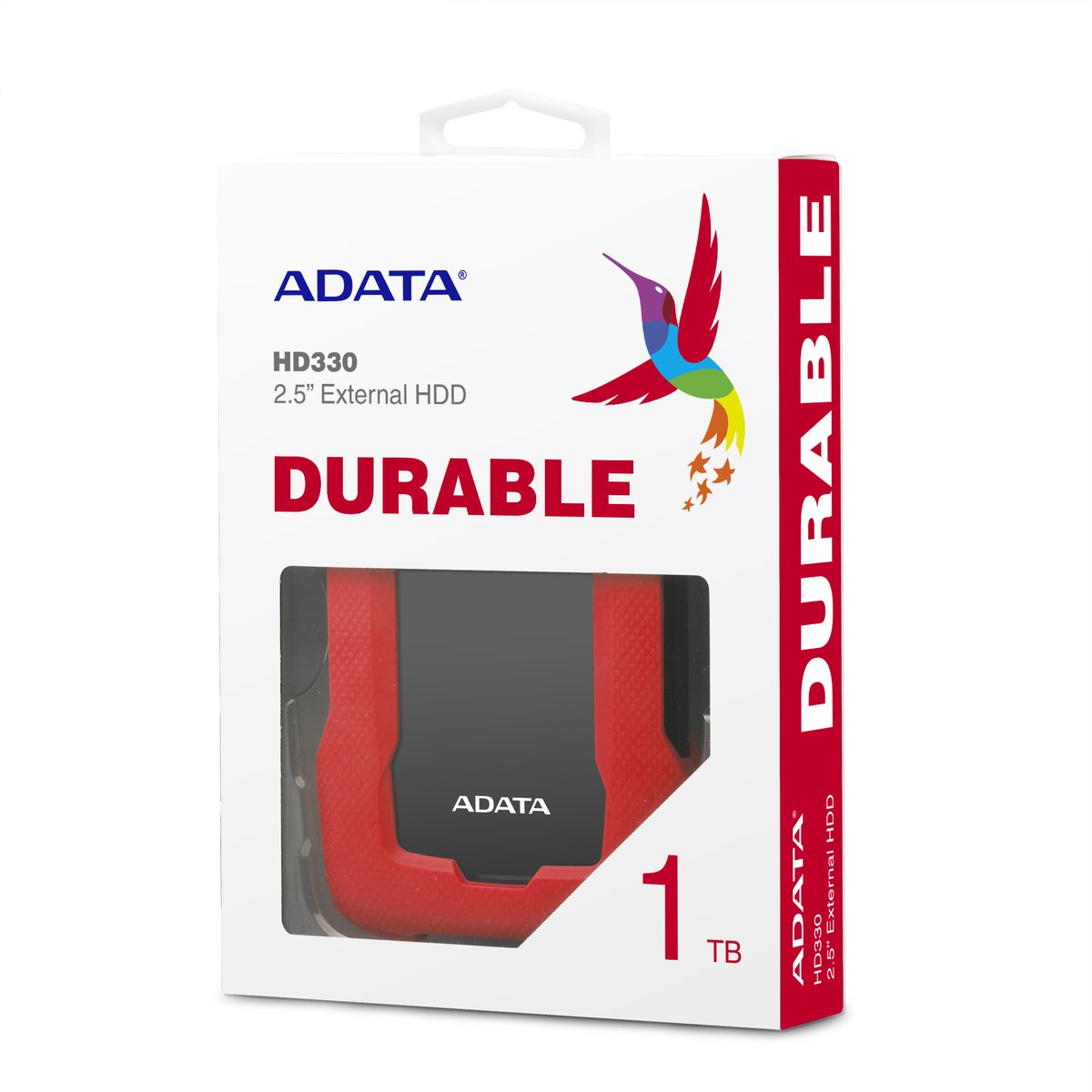 Внешний жесткий диск/ Portable HDD 1TB ADATA HD330 (Red), Silicone, USB 3.2 Gen1, 133x89x16mm, 190g /3 года/, AHD330-1TU31-CRD