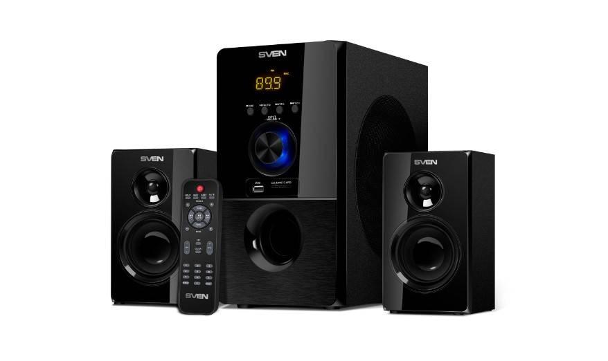 SVEN MS-2050, черный (55 Вт, Bluetooth, пульт, дисплей, FM, USB, SD), SV-013233