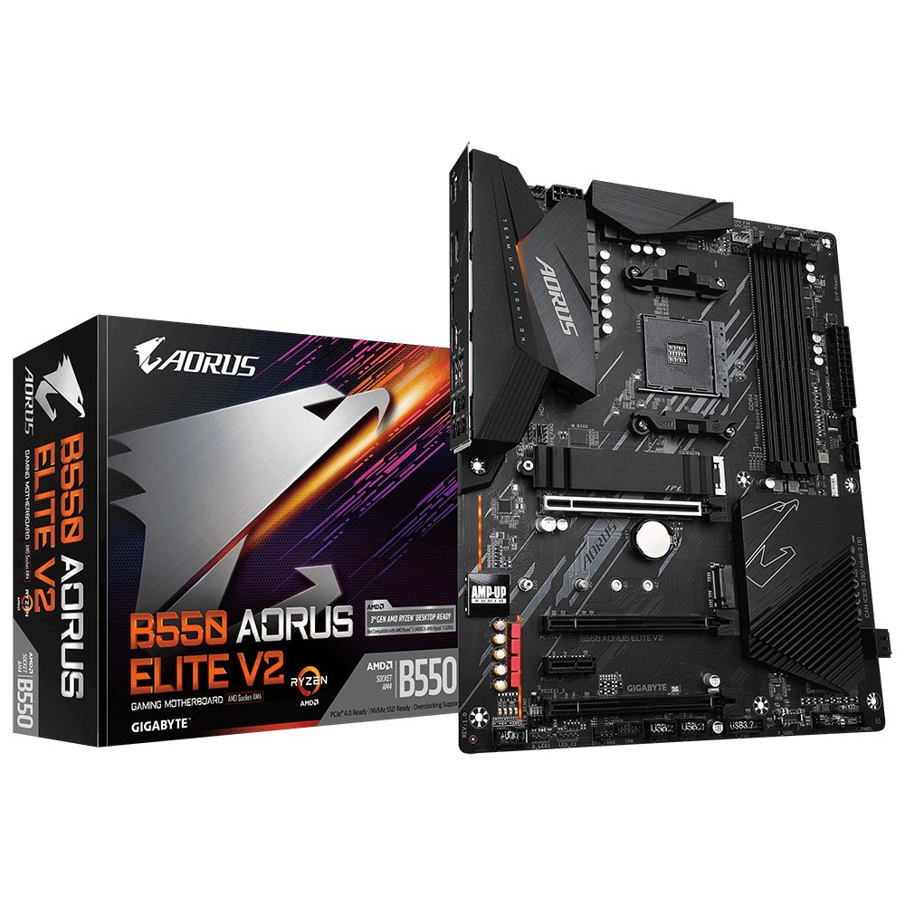 Материнская плата/ MB GIGABYTE AMD B550 sAM4, 4xDDR4(128GB), HDMI 2.1/DP, 1xPCIe 4.0x16, 2xPCIe 3.0x16, 1xPCIe 3.0, 1xLAN (2.5GbE), 4xSATA 6Gb/s, 2xM.2, 5xUSB 3.2, 2xUSB 2.0, ATX, B550 AORUS ELITE V2