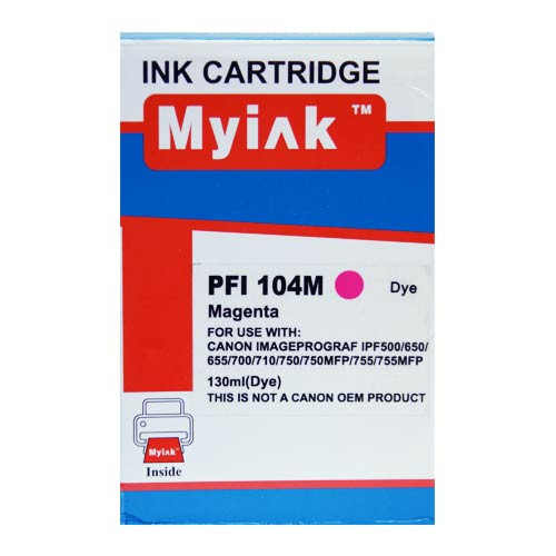 Картридж для CANON PFI-104M iPF650, iPF655, iPF750, iPF755, iPF760, iPF765 Magenta (130ml, Dye) MyInk