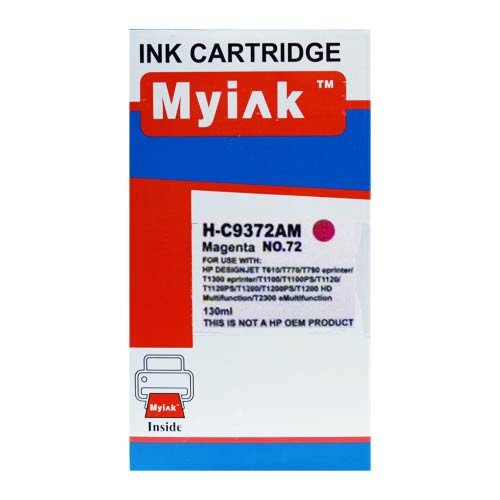 Картридж для (HP 72) DesignJet SD Pro MFP, T610, T620, T770, T790, T1100, T1100 MFP, T1100ps, T1120, T1120hd, T1120sd, T1200, T1200hd, T1200ps, T1300, T2300 eMFP, T2300ps eMFP C9372A Magenta (130ml, Dye) MyInk
