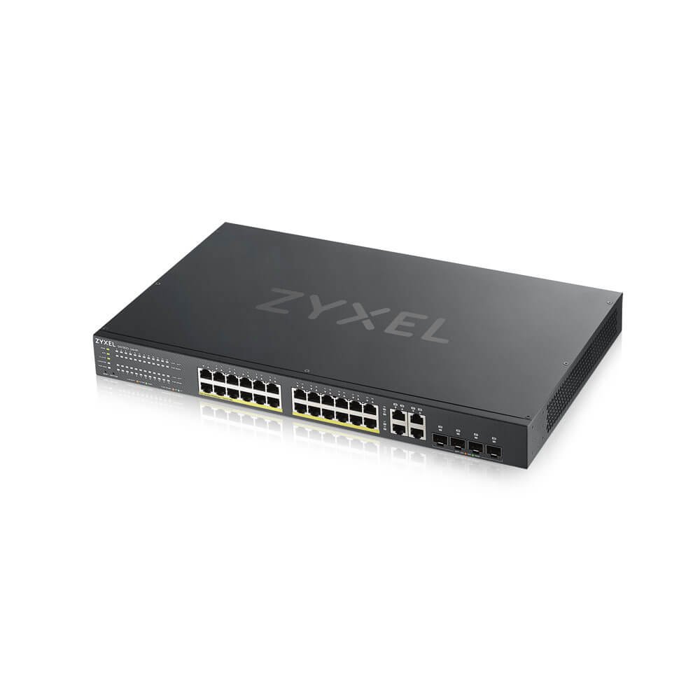 Коммутатор/ ZYXEL GS1920-24HPv2 Hybrid Smart switch PoE+ ZYXEL Nebula Flex, 24xGE PoE+, 4xCombo (SFP/RJ-45), budget PoE 375W, Standalone / cloud management, GS192024HPV2-EU0101F