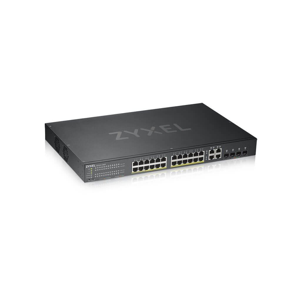 Коммутатор/ ZYXEL GS1920-24HPv2 Hybrid Smart switch PoE+ ZYXEL Nebula Flex, 24xGE PoE+, 4xCombo (SFP/RJ-45), budget PoE 375W, Standalone / cloud management, GS192024HPV2-EU0101F