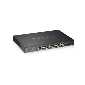 Коммутатор/ ZYXEL GS1920-24HPv2 Hybrid Smart switch PoE+ ZYXEL Nebula Flex, 24xGE PoE+, 4xCombo (SFP/RJ-45), budget PoE 375W, Standalone / cloud management, GS192024HPV2-EU0101F