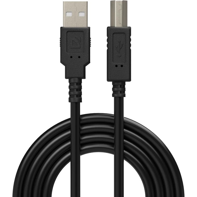 Defender Кабель USB 2.0 (AM) - USB 2.0 (BM), 30AWG, никель, для периферийных устройств (принтеры и другие), чёрный, 1.8м, 87011