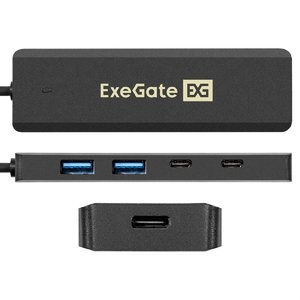 Exegate EX298176RUS USB-Хаб (концентратор) 4-в-1 ExeGate DUB-2C2P/5G (кабель-адаптер USB 3.2 Gen1 Type C --> 2xUSB3.2 Gen1 Type-A (5G)/2xUSB3.2 Gen1 Type-C (5G), SuperSpeed USB 5Gbps, Plug&Play, черны