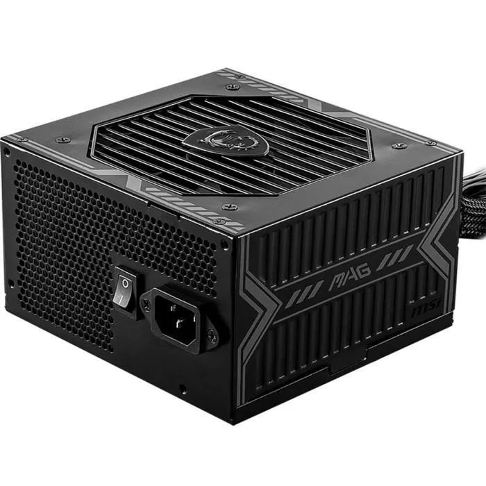 Блок питания ПК/ Power Supply MSI MAG A550BN, 550W 80+ Bronze (ATX, Non modular, 1x24(20+4)pin, 1xCPU 8(4+4)pin, 2xPCIe*2 8(6+2)pin, 5xSATA3, 2xMOLEX4pin, Active, 120x120mm, 150x140x86mm, APFC, black), 306-7ZP2A11-CE0