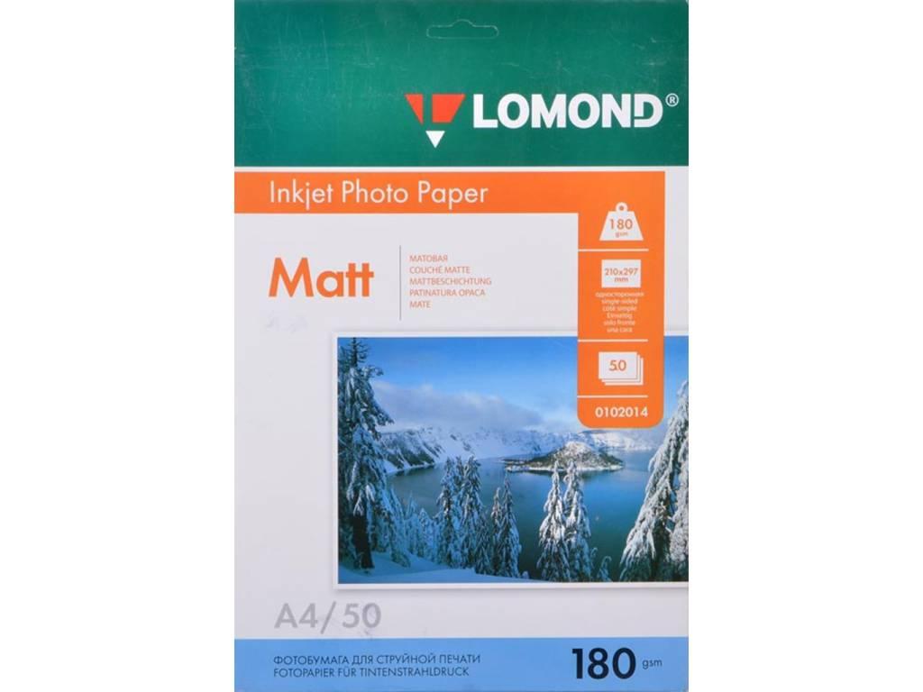 Фотобумага LOMOND Одностороняя Матовая, 180г/м2, A5(21x15см)/50л., 0102068