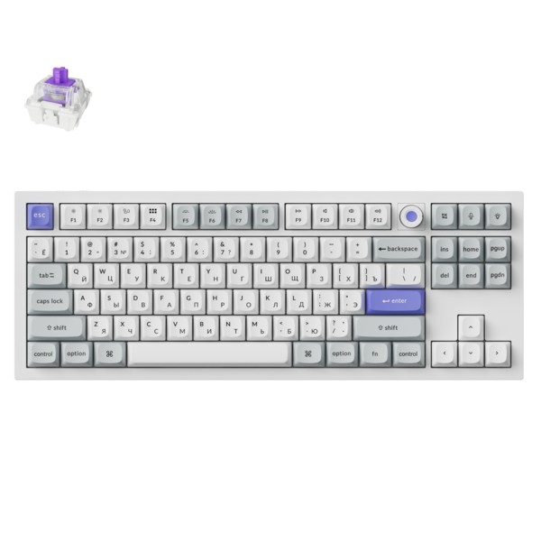 Классическая TKL (80%) механическая клавиатура Keychron Q3 HE 8K - проводная, 87 клавиш, цвет White, частота опроса 8K, магнитные переключатели Keychron Ultra-fast Lime, Q3HW-P1P-RU