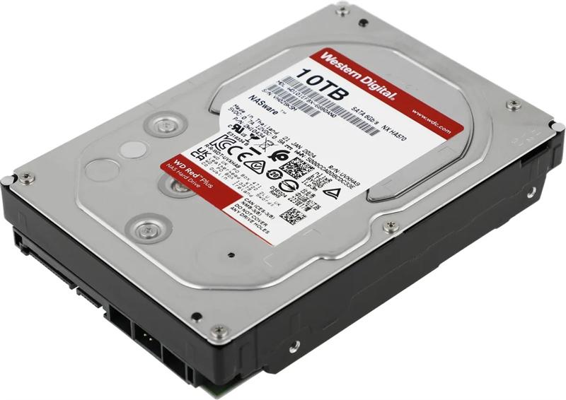 Жесткий диск Western Digital Red Plus NAS HDD 3.5" SATA 10Tb, 7200RPM, 512MB buffer, WD100EFGX, 1 year