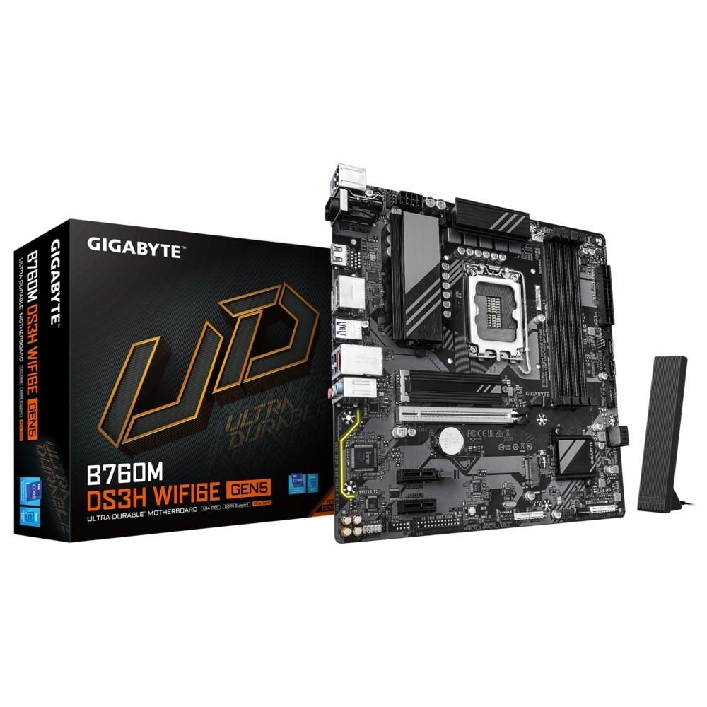 Gigabyte B760M DS3H WIFI6E GEN5 {Socket-1700 4xDDR5, 4xSATA3, RAID, 2xM.2, 1xPCI-E16x, 3xUSB3.2, 1xUSB3.2 Type C, D-Sub, 2xDP, HDMI, 2.5Glan, mATX}
