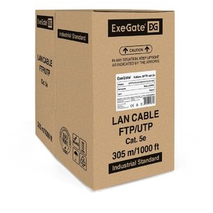 Exegate EX281809RUS Кабель ExeGate SFTP4-C5e-CU-S24-IN-PVC-GY-305 SFTP 4 пары кат.5e Exegate медь, 24AWG, экран, бухта 305м, серый, PVC