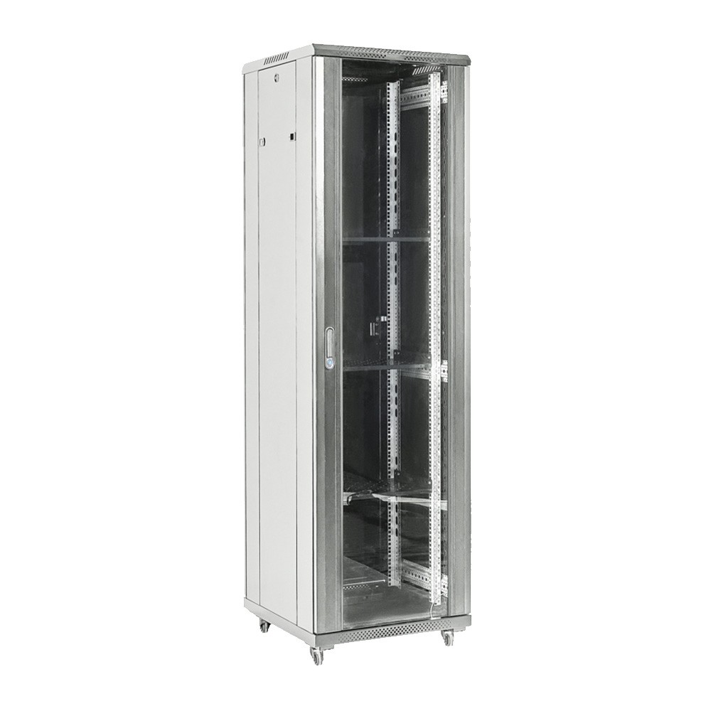 Rexant (04-1866-121) Настенный телекоммуникационный шкаф 19" 18U 600?600мм, дверь металл, с задней стенкой, разборный, серый (RAL 7035)