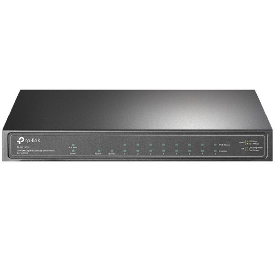 TP-Link TL-SG1210P Настольный коммутатор с 9 гигабитными портами RJ45 (8 портов PoE+) и портом SFP