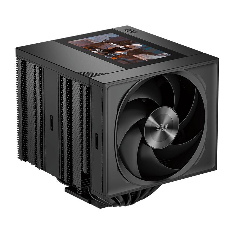 Кулер для процессора/ CPU Cooler PCCooler RZ820 Display BK (290W, 4-pin PWM, LED, 169mm, Al/Cu, 8x6mm, 1x140mm + 1x150mm, 71.9/78.7CFM, 27.1/35.8dBA, 1500/2500RPM, S: 1851/1700/1200/115X/20XX, AM5/AM4, black)