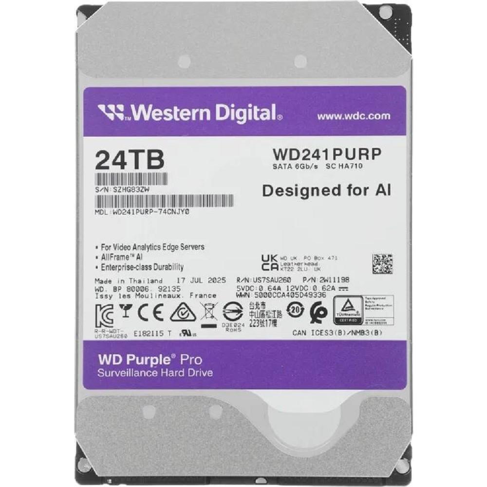 24TB WD Purple Pro (WD241PURP) {Serial ATA III, 7200- rpm, 512Mb, 3.5"}