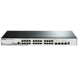 Сетевой коммутатор/ Gigabit Stackable SmartPro Switch with 24 10/100/1000Base-T PoE ports, 2 Gigabit SFP, 2 10G SFP+  ports, DGS-1510-28P/A1A