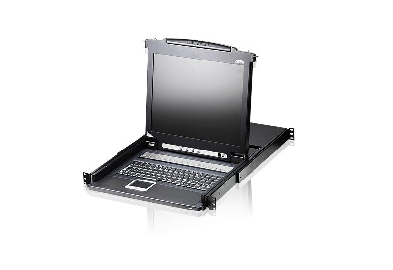 Переключатель/switch, KVM, 1 user консоль LCD/ЖК 19 =16 cpu/портов/port PS2/USB+VGA, с KVM-шнурами PS2 1х1.8м.;USB 1x1.8м., 1280x1024, 1U 19, исп.спец.шнуры, OSD, каскад 256, лат./рус.клав/ 16P  LCD KVMP SWITCH 19INCH, CL1316NR
