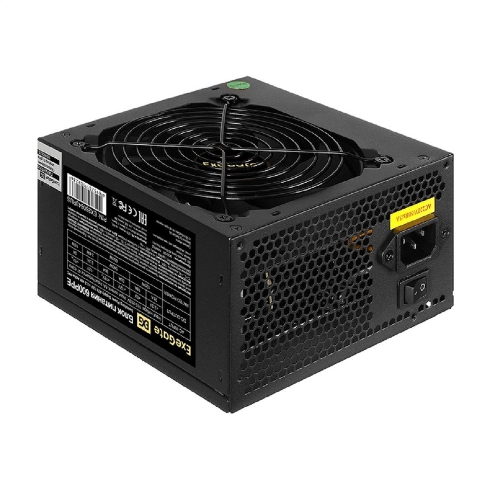 Exegate EX260643RUS-PC Блок питания 600W ExeGate 600PPE (ATX, APFC, PC, КПД 80% (80 PLUS), 12cm fan, 24pin, 2x(4+4)pin, PCIe, 5xSATA, 3xIDE, black, кабель 220V в комплекте)