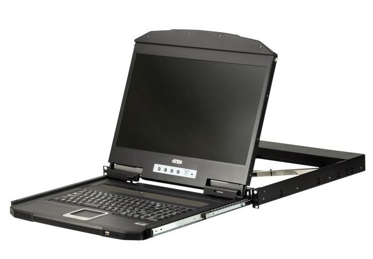 Консоль КВМ ATEN 18.5" Ultra Short Depth Single Rail WideScreen LCD Console (USB,VGA, 1366x768), CL3100NX-ATA-RG