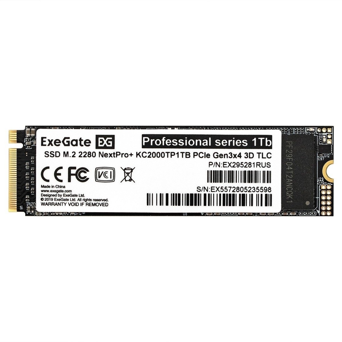 Exegate SSD M.2 2280 1Tb ExeGate NextPro+ KC2000TP1TB (PCIe Gen3x4, NVMe, 22x80mm, 3D TLC) [EX295281RUS]