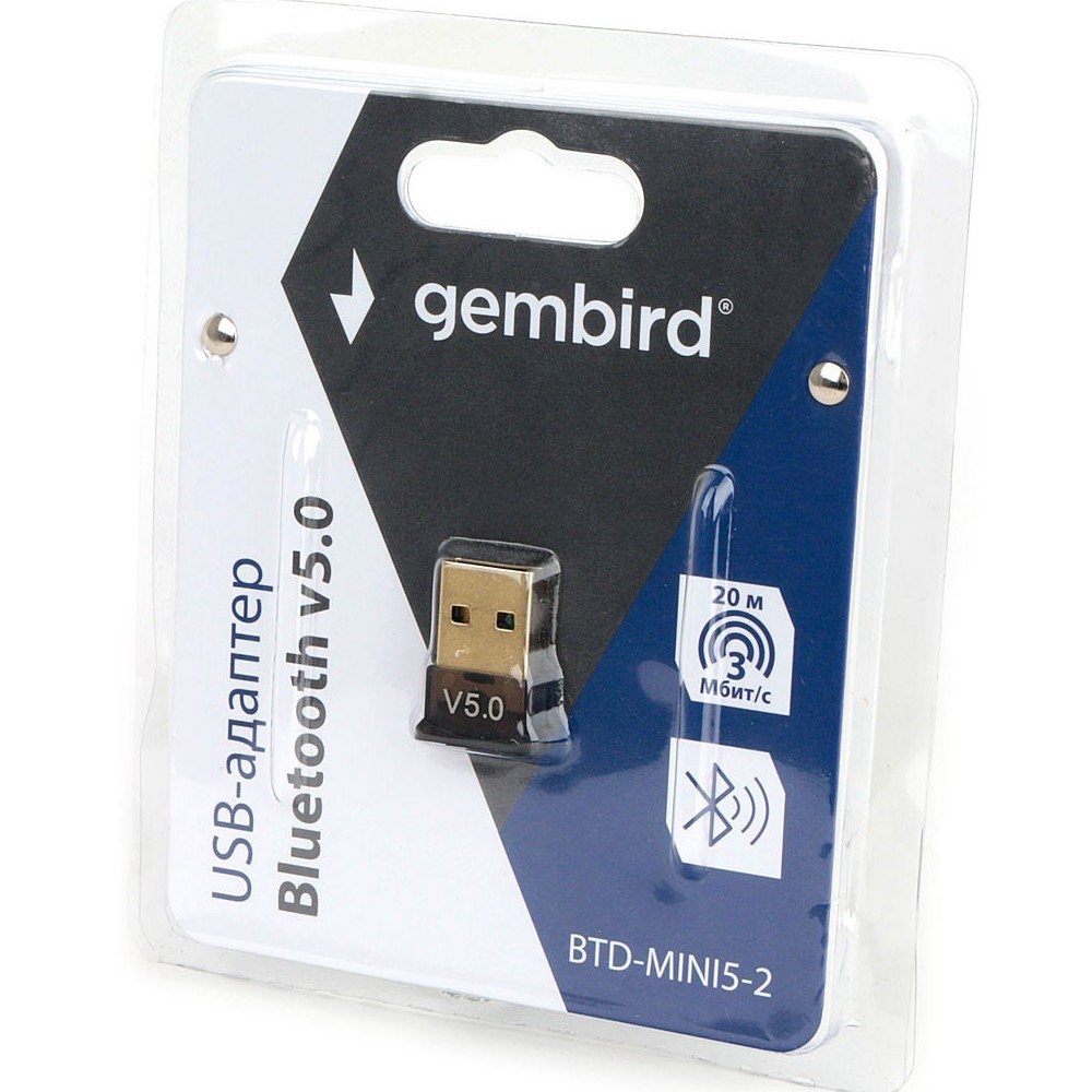 Gembird Адаптер Bluetooth, ультратонкий корпус, v.5.0, 20 метров, USB (BTD-MINI5-2)