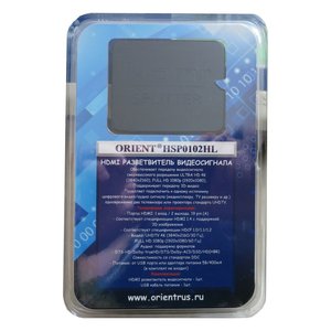 ORIENT HDMI 4K Splitter HSP0102HL, 1->2, HDMI 1.4/3D, UHDTV 4K(3840x2160)/HDTV1080p/1080i/720p, HDCP1.2, питание от USB, пластик.корпус (30103)