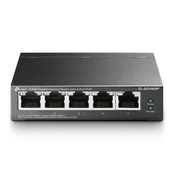 TP-Link TL-SG1005P 5-портовый гигабитный настольный коммутатор с 4 портами PoE+, стальной корпус