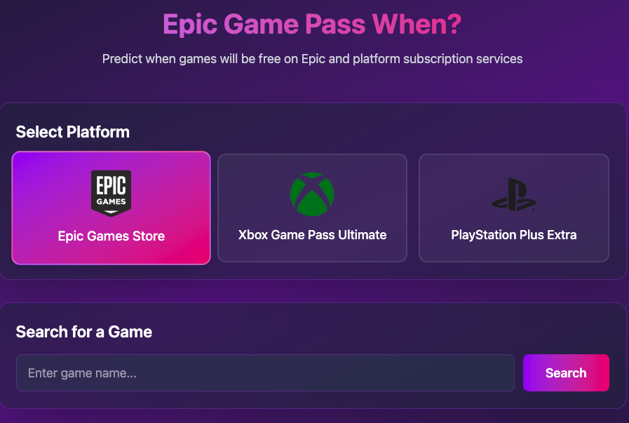 Epic Game Pass When