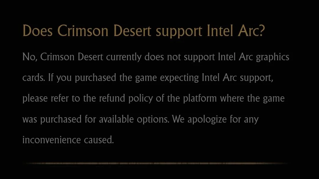 Crimson Desert Intel Arc